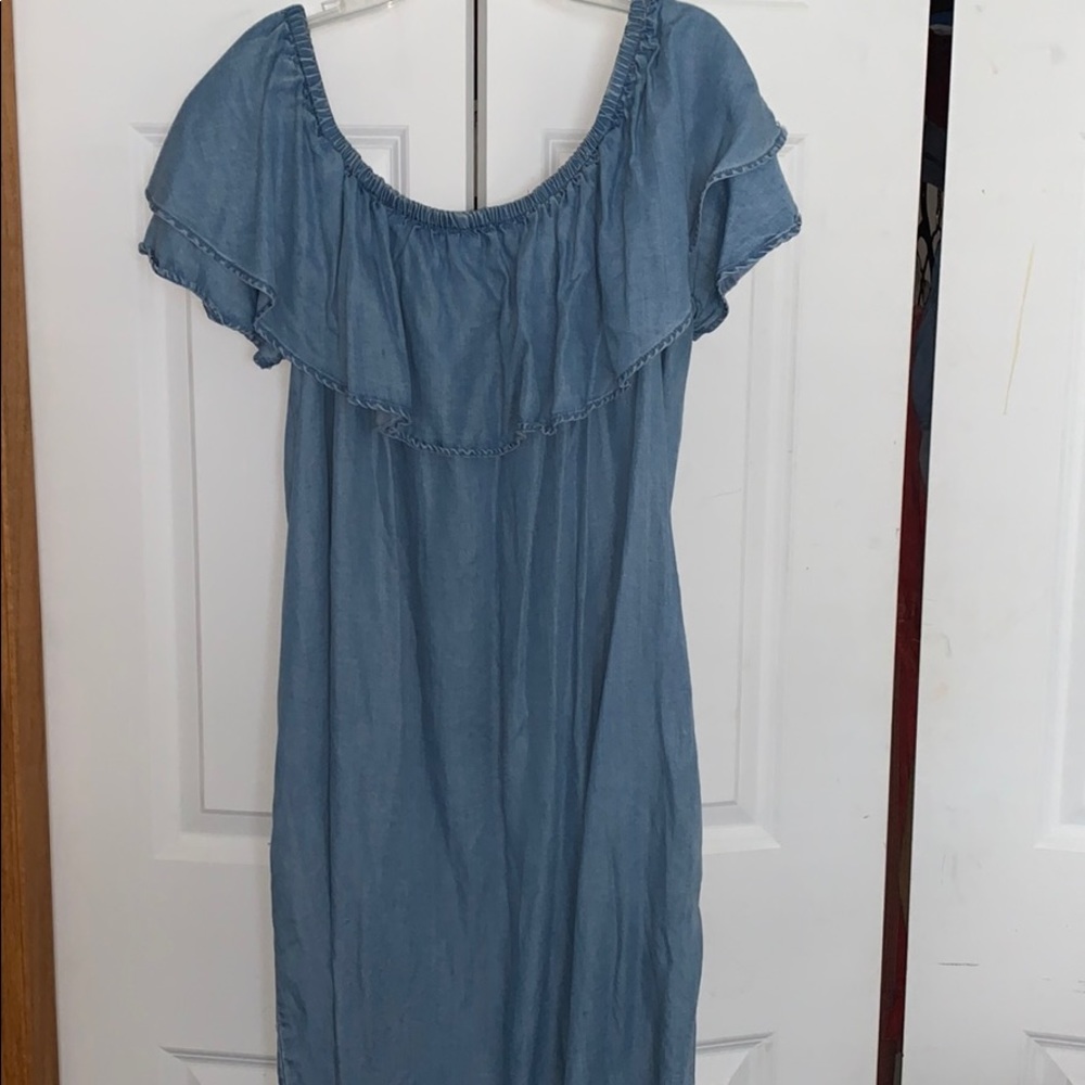 Blue Off the Shoulder Dress